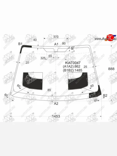 Стекло лобовое KMK (зеленое) KIA Spectra (2000-2009)