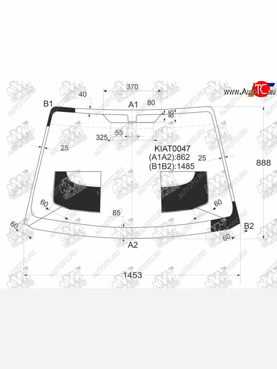 Стекло лобовое KMK KIA Shuma FB седан рестайлинг (2001-2004) (зеленое)  в Керчи Республика Крым