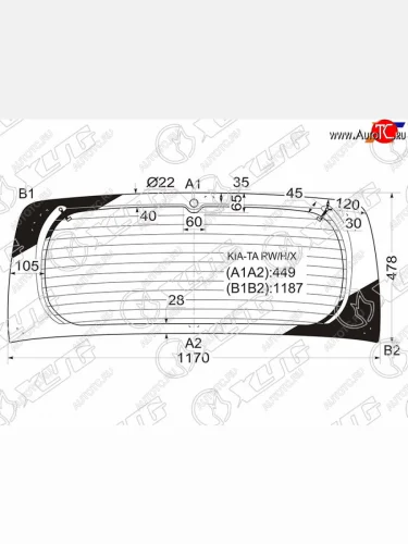 Стекло заднее (Цвет зеленый Обогрев) Kia Picanto 11-17  Morning 11-17 XYG KIA-TA RW/H/X