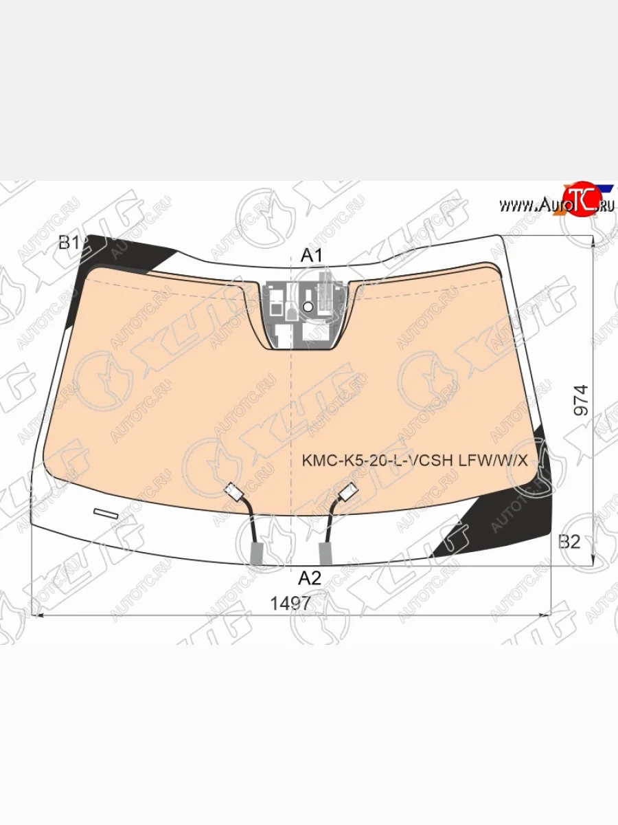 Стекло лобовое (обогрев полный, датчик дождя) XYG  KIA K5 (2019-2022) DL (зеленое)  в Керчи Республика Крым