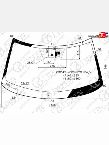 Стекло лобовое (камера) XYG (зеленое) KIA Soul PS дорестайлинг (2014-2016)