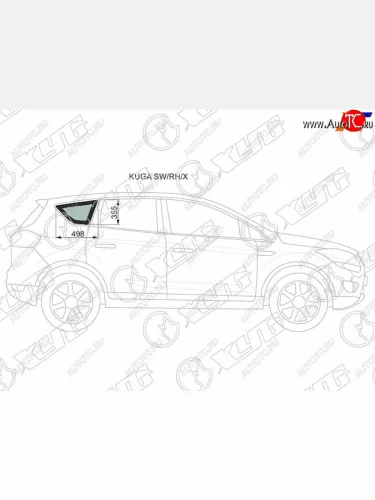 Стекло кузова боковое (не опускное) (Справа Цвет зеленый) Ford Kuga 08-13 XYG KUGA SW/RH/X