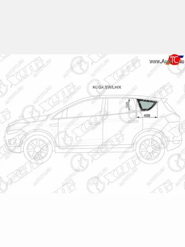 Стекло кузова боковое (не опускное) (Слева Цвет зеленый) Ford Kuga 08-13 XYG KUGA SW/LH/X