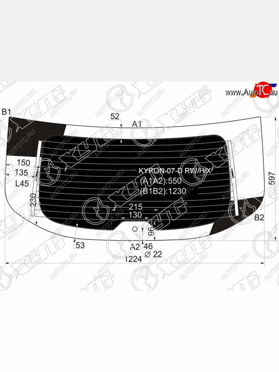 Стекло заднее затемненное с обогревом SSANGYONG KYRON 07-16                                          XYG KYRON-07-D RW/H/X  в Керчи Республика Крым
