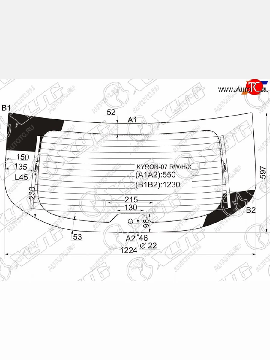 Стекло заднее (Цвет зеленый Обогрев) SsangYong Kyron 07-16 XYG KYRON-07 RW/H/X  в Керчи Республика Крым