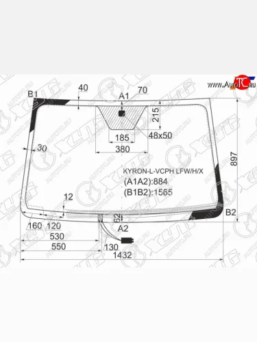 Стекло лобовое (Обогрев щеток) SsangYong Actyon 05-10  Actyon Sports 06-16  Kyron 05-16  Nomad 13 XYG KYRON-L-VCPH LFW/H/X