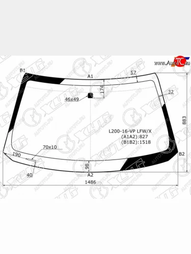 Стекло лобовое Mitsubishi L200 15-  Pajero Sport 16-21  Fiat Fullback 15-20 XYG L200-16-VP LFW/X