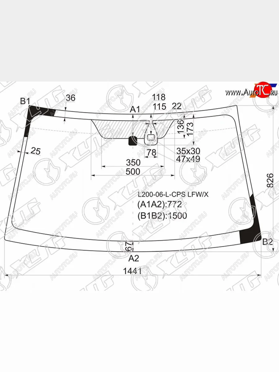 Стекло лобовое (датчик дождя) XYG Mitsubishi L200 4  дорестайлинг (2006-2014) (зеленое)  в Перми Пермском крае