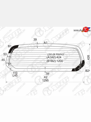 Стекло заднее (Цвет зеленый Обогрев PICK UP) Mitsubishi L200 07-16  Triton 06-11 XYG L200-06 RW/H/X