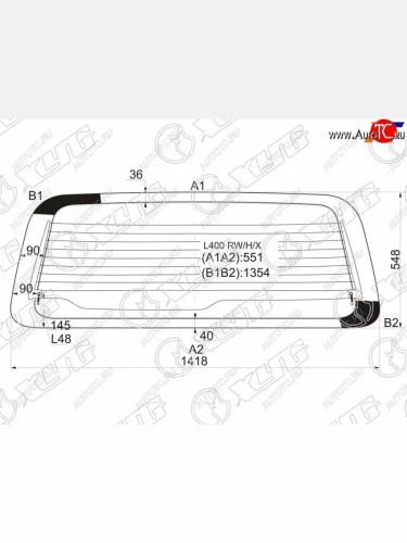 Стекло заднее (Цвет зеленый Обогрев) Mitsubishi Delica 94-07  L400 94-06  Space Gear 94-07 XYG L400 RW/H/X