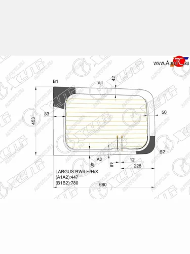 Стекло заднее (Цвет зеленый Обогрев Левое) Dacia Logan Mcv 08-12  LADA Largus 12-  Largus Cross XYG LARGUS RW/LH/H/X