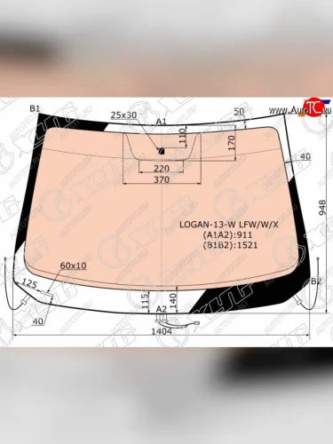 Стекло лобовое (Обогрев полный) Renault Logan 14-22  Sandero 14-22  Logan Stepway 18-  Sandero St XYG LOGAN-13-W LFW/W/X