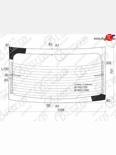 Стекло заднее (Цвет зеленый Обогрев) Renault Logan 14-22  Dacia Logan 12-19  Renault Logan Stepwa XYG LOGAN-13 RW/H/X