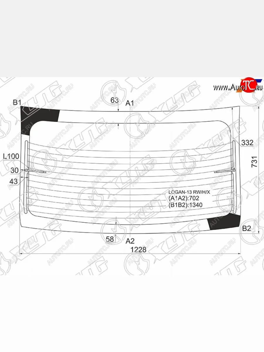 Стекло заднее (Цвет зеленый Обогрев) Renault Logan 14-22  Dacia Logan 12-19  Renault Logan Stepwa XYG LOGAN-13 RW/H/X  в Воронеже Воронежской области