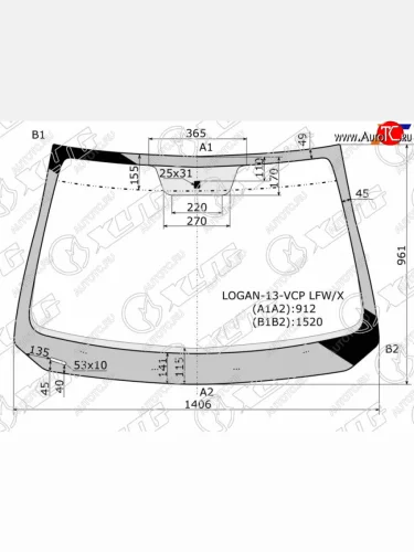 Стекло лобовое Renault Logan 14-22  Sandero 14-22  Dacia Logan 12-19  Sandero 12-19  Sandero Ste XYG LOGAN-13-VCP LFW/X