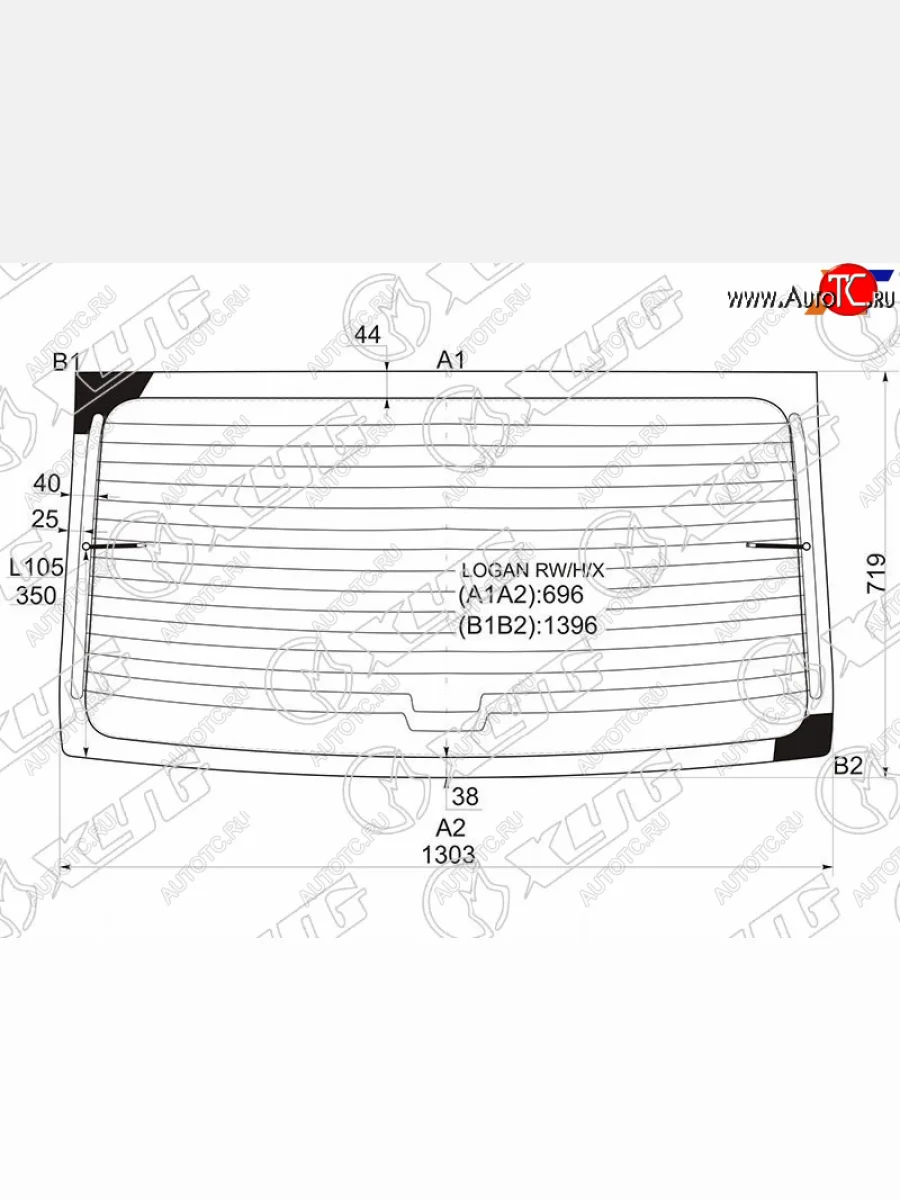 Стекло заднее (Цвет зеленый Обогрев) Renault Logan 04-16  Dacia Logan 04-08 XYG LOGAN RW/H/X  в Керчи Республика Крым