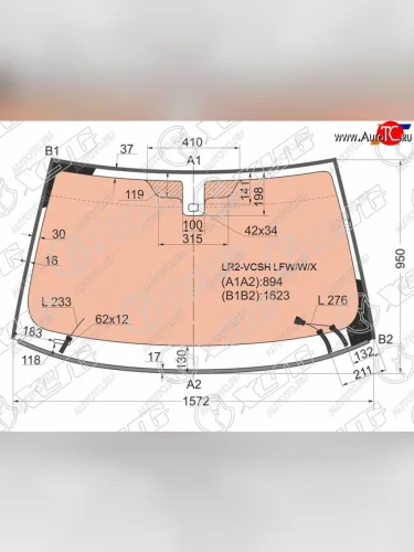 Стекло лобовое (обогрев полный, датчик дождя, молдинг) XYG (зеленое) Land Rover Freelander L359 дорестайлинг (2006-2010)