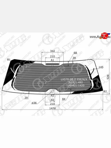 Стекло заднее (Затемненное Обогрев) Lexus LX 07-15 XYG LX570-08-D RW/H/X