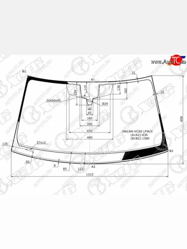 Стекло лобовое (камера, датчик дождя) XYG (зеленое) Porsche Macan 95B дорестайлинг (2013-2019)