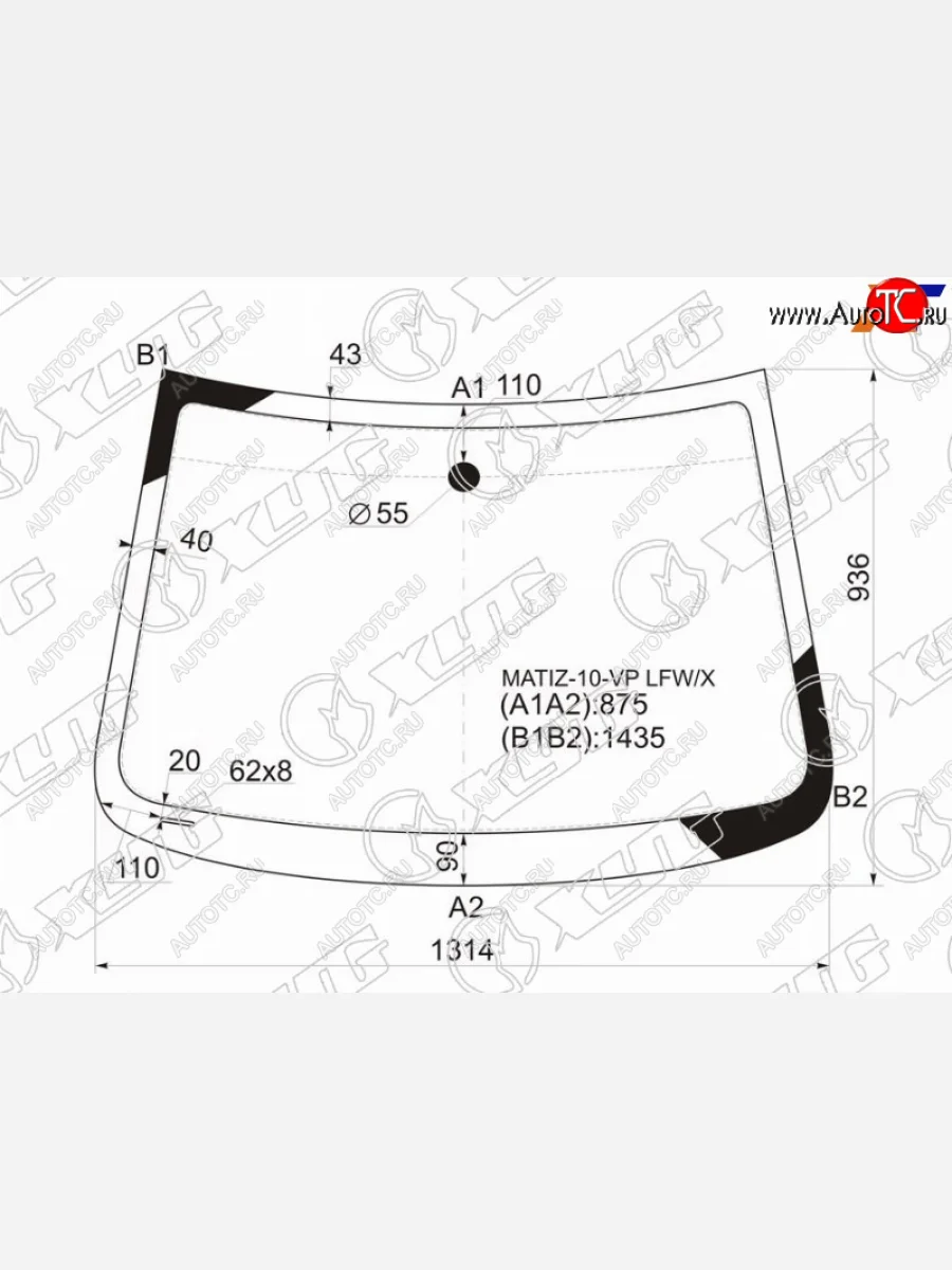 Стекло лобовое Chevrolet Spark 10-22  Daewoo Matiz 09-11  Ravon R2 16-20 XYG MATIZ-10-VP LFW/X  в Воронеже Воронежской области