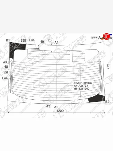 Стекло заднее (Цвет зеленый Обогрев Антенна 4D SED) Mazda 3 13-19  Axela 13-19 XYG MAZ-3-14 RW/H/X