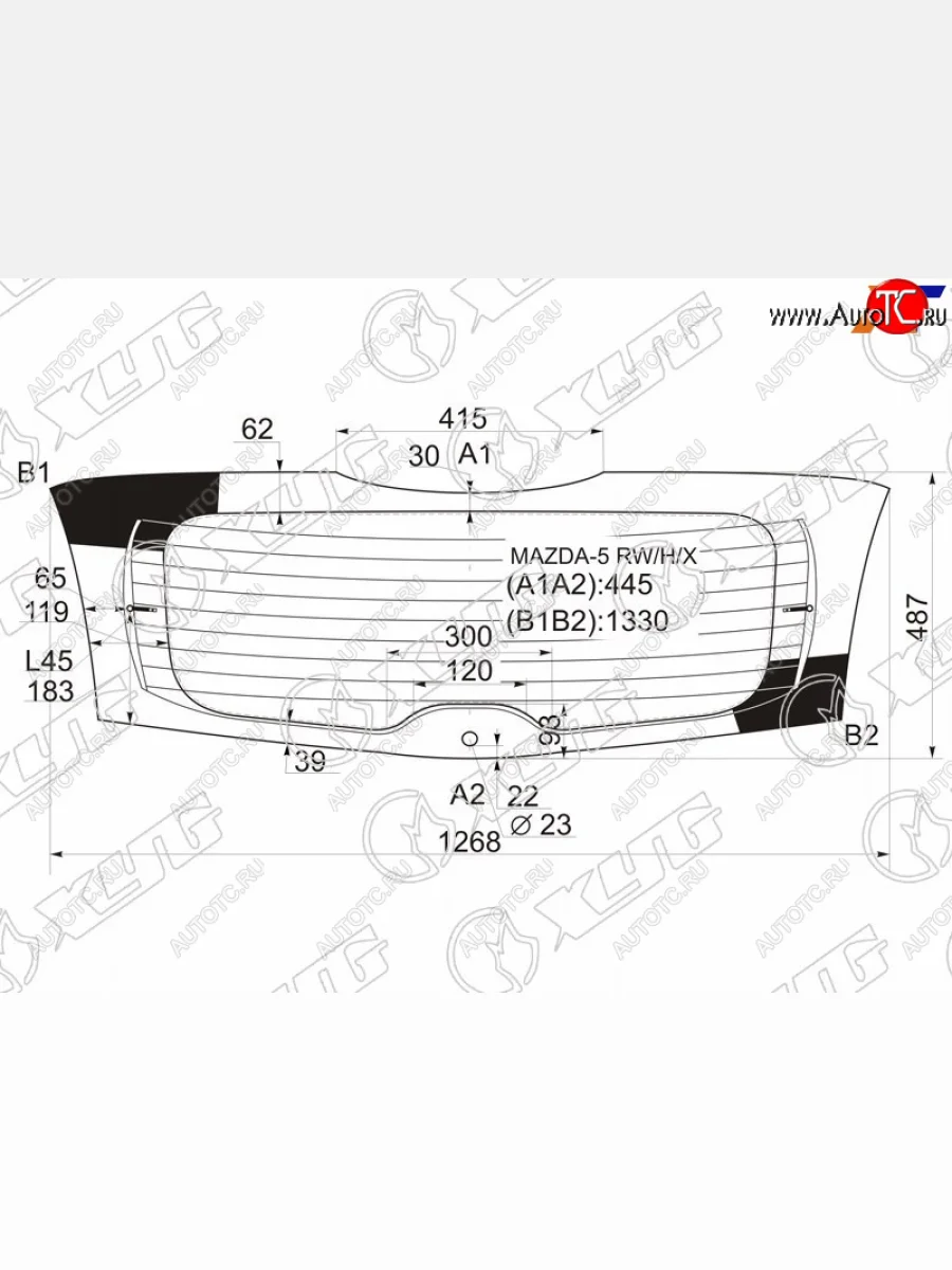 Стекло заднее (Цвет зеленый Обогрев) Mazda 5 04-11  Premacy 05-10 XYG MAZDA-5 RW/H/X  в Воронеже Воронежской области