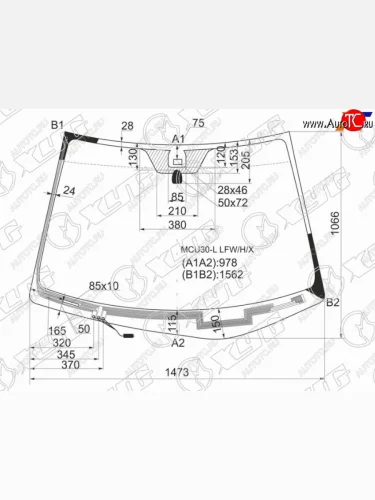 Стекло лобовое (Обогрев щеток Датчик дождя) Lexus RX 03-09 XYG MCU30-L LFW/H/X