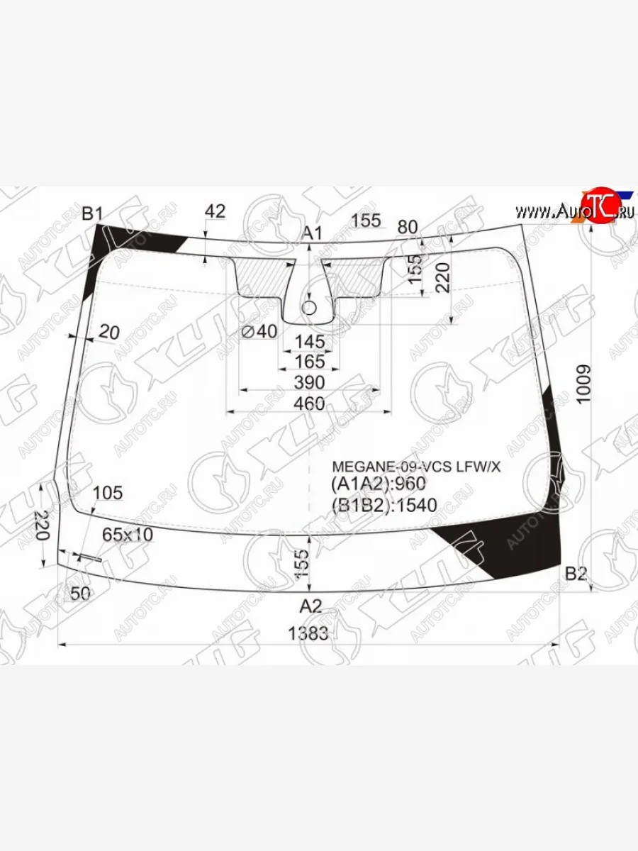 Стекло лобовое (датчик дождя) XYG Renault Fluence дорестайлинг (2010-2012) (зеленое)  с доставкой в г. Пермь