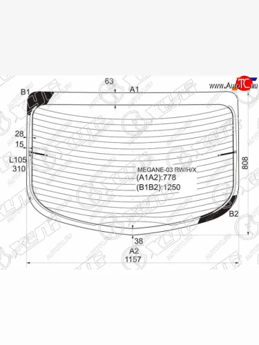 Стекло заднее (Цвет зеленый Обогрев 4D SED) Renault Megane 02-09 XYG MEGANE-03 RW/H/X