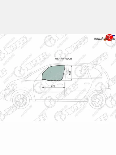 Стекло боковое опускное (Спереди Слева Цвет зеленый) Chevrolet Meriva 04-12  Opel Meriva 03-10 XYG MERIVA FD/LH