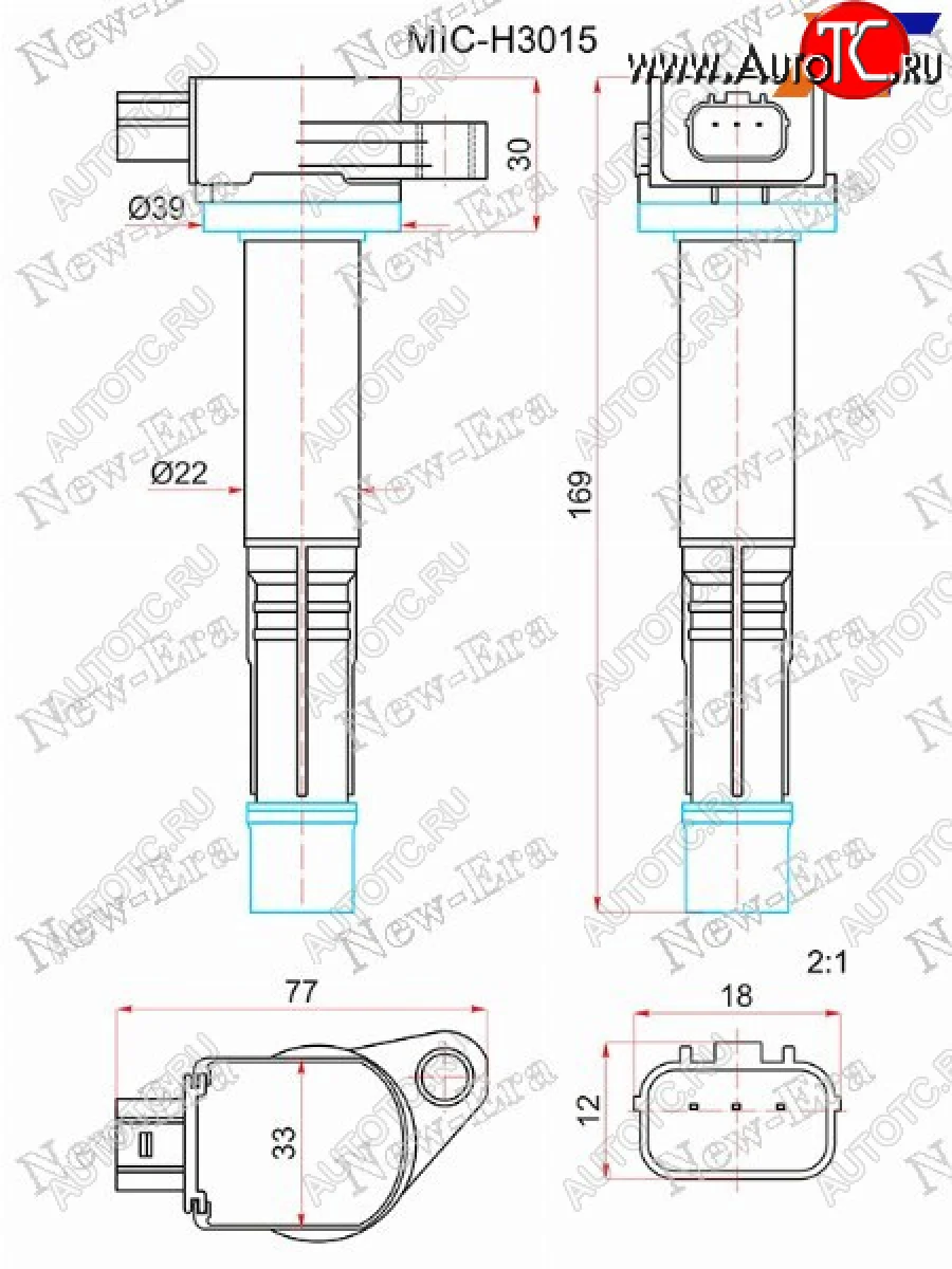 Катушка зажигания HONDA ACCORD CU 08-CR-V RM 10-CIVIC 12-CROSSTOUR 12- R20A24A NEW ERA MIC-H3015  в Самаре Самарской области