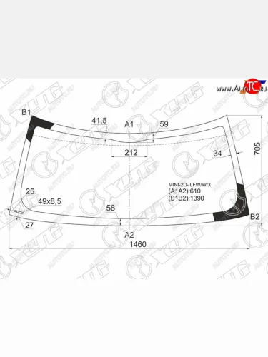 Стекло лобовое Mini Clubman Cooper 08-14  Hatch Cooper 01-06 XYG MINI-2D- LFW/W/X