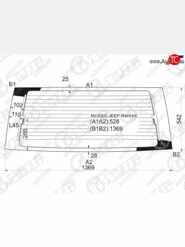 Стекло заднее (Цвет зеленый Обогрев) SsangYong Musso 93-05  ТагАЗ Роад Партнер 08-14 XYG MUSSO JEEP RW/H/X