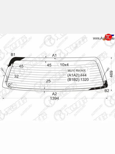 Стекло заднее (Цвет зеленый Обогрев) Toyota Highlander 00-07  Kluger V 00-07 XYG MU10 RW/H/X
