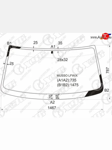 Стекло лобовое SsangYong Musso 93-05  ТагАЗ Роад Партнер 08-14 XYG MUSSO LFW/X