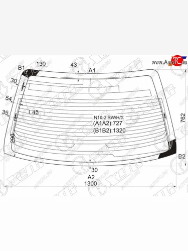 Стекло заднее (Цвет зеленый Обогрев Антенна) Nissan Almera 00-06  Almera Classic 06-12  Bluebird XYG N16-2 RW/H/X