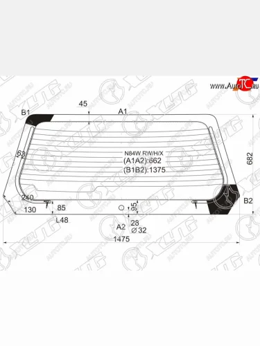 Стекло заднее (Цвет зеленый Обогрев) Mitsubishi Chariot Grandis 97-03  Space Wagon 97-04 XYG N84W RW/H/X