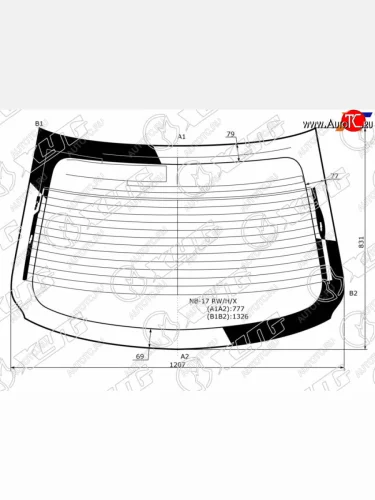 Стекло заднее (Цвет зеленый Обогрев Антенна) Nissan Bluebird Sylphy 12-  Sentra 12-19  Sylphy 12 XYG NB-17 RW/H/X