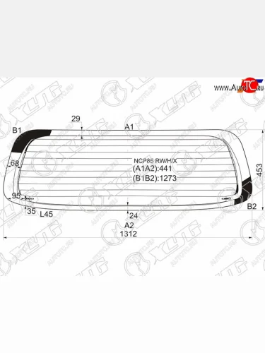 Стекло заднее (Цвет зеленый Обогрев) Toyota Probox 02-  Mazda Familia 18- XYG NCP85 RW/H/X