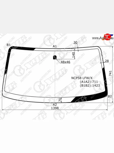 Стекло лобовое XYG (зеленое) Toyota Probox (2002-2014)