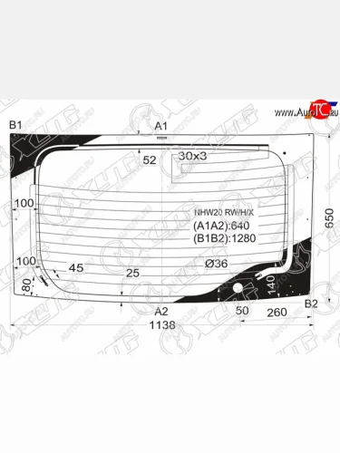 Стекло заднее (Цвет зеленый Обогрев) Toyota Prius (NHW20) 03-11 XYG NHW20 RW/H/X