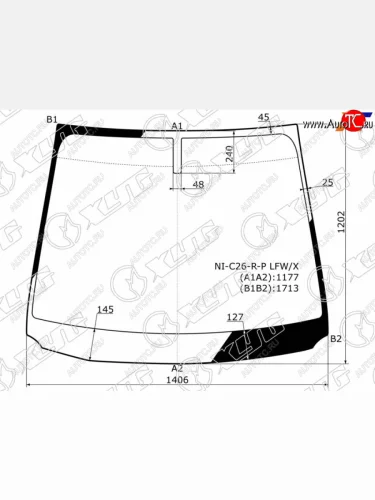 Стекло лобовое Nissan Serena 10-16  Suzuki Landy 10-16 XYG NI-C26-R-P LFW/X