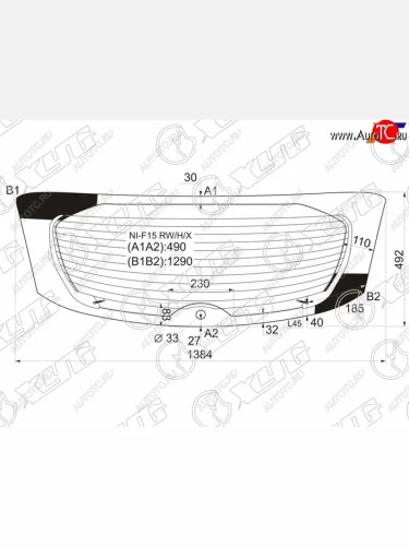 Стекло заднее (Цвет зеленый Обогрев) Nissan Juke 10-20 XYG NI-F15 RW/H/X