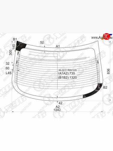 Стекло заднее (Цвет зеленый Обогрев Антенна) Nissan Almera 12-19  Bluebird Sylphy 05-12 XYG NI-G11 RW/H/X