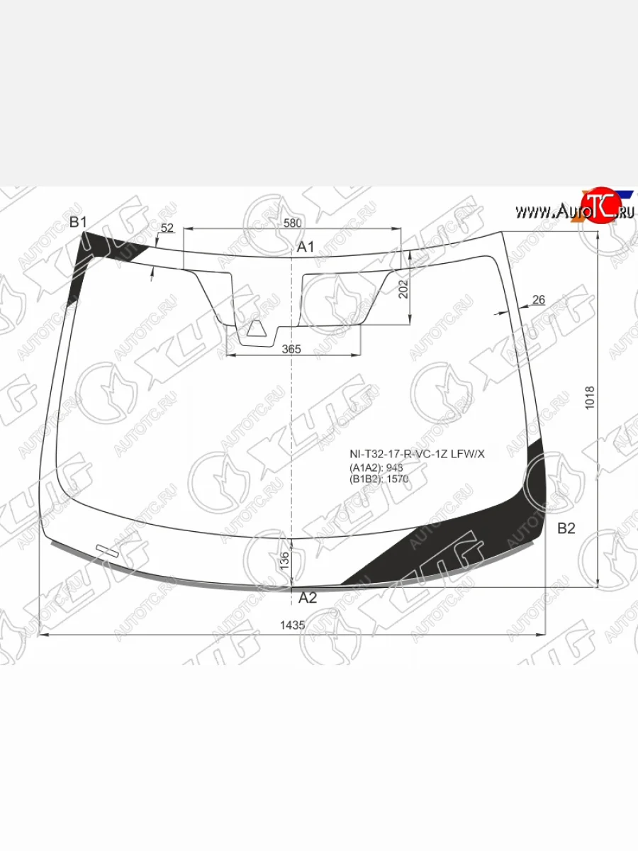 Стекло лобовое (камера, молдинг) XYG Nissan X-trail 3 T32 рестайлинг (2017-2022) (зеленое)  в Керчи Республика Крым