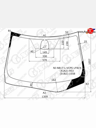 Стекло лобовое (датчик дождя) FUYAO (зеленое) Nissan Sentra 7 B17 седан (2014-2017)