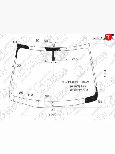 Стекло лобовое Nissan AD 06-16  Wingroad 05-18  Mazda Familia 07-18  Mitsubishi Lancer Japan 08-1 XYG NI-Y12-R-CL LFW/X