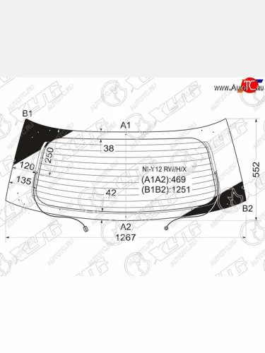 Стекло заднее (Цвет зеленый Обогрев) Nissan AD 06-16  Wingroad 05-18  Mazda Familia 07-18  Nissa XYG NI-Y12 RW/H/X