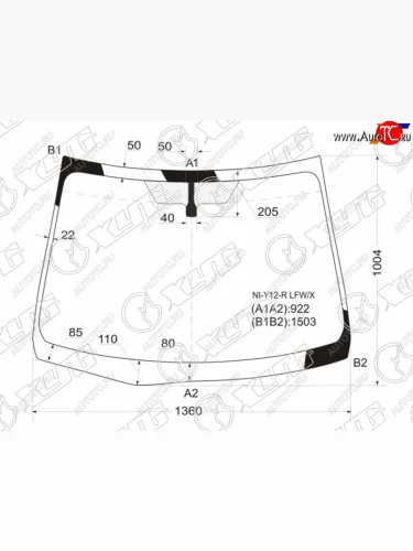 Стекло лобовое Nissan AD 06-16  Wingroad 05-18  Mazda Familia 07-18  Mitsubishi Lancer Japan 08-1 XYG NI-Y12-R LFW/X