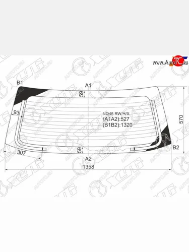 Стекло заднее (Цвет зеленый Обогрев) Mitsubishi Outlander 02-09  Airtrek 01-05 XYG NQ45 RW/H/X